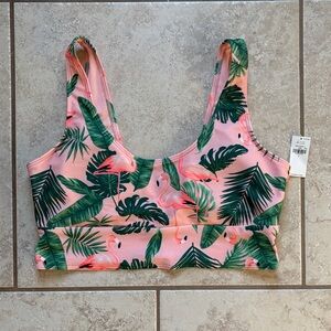 Old Navy Pink Tropical Flamingo Swim Top
